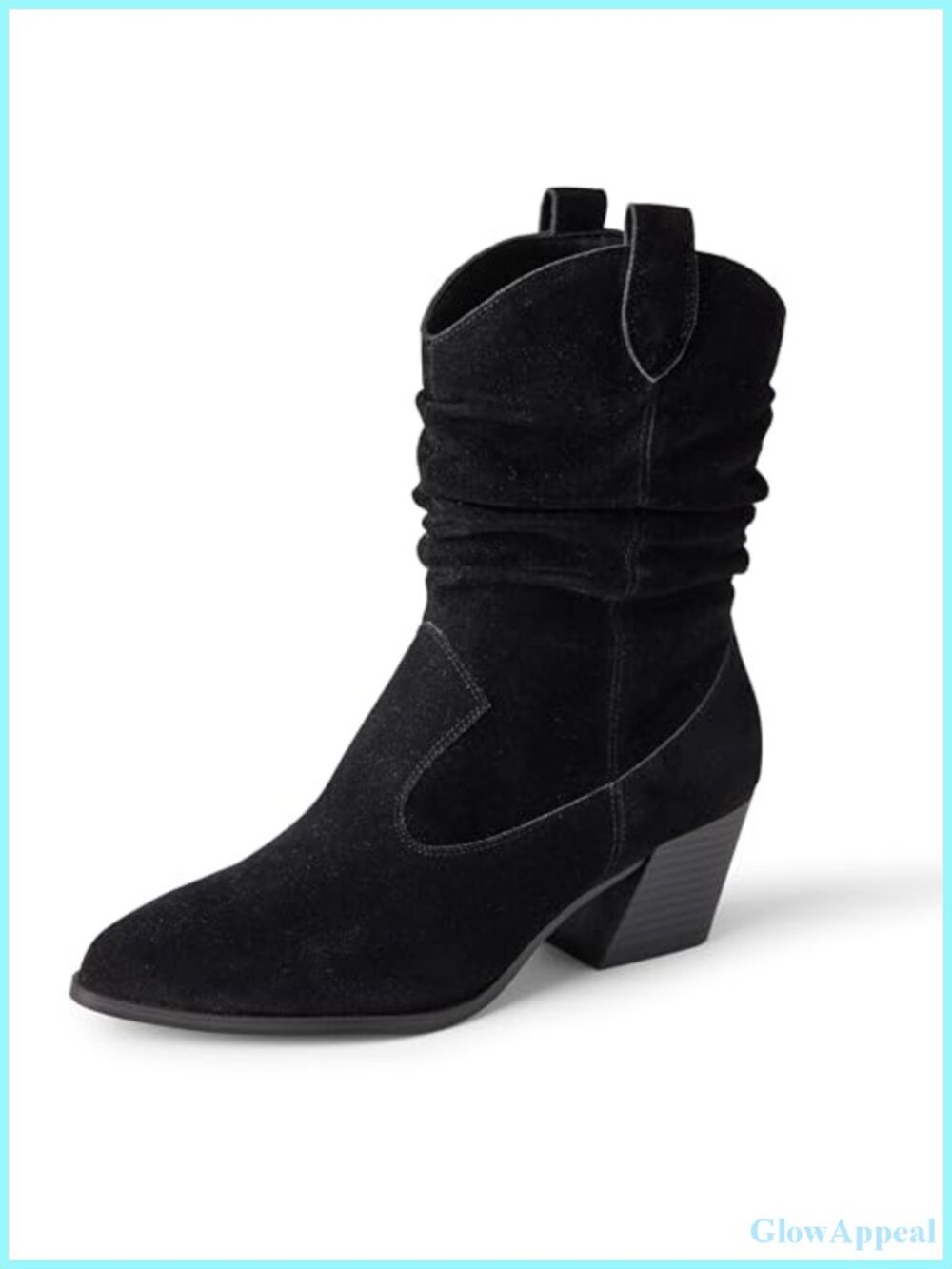 Women's Mid Calf Western Fashion Boots Faux Suede Side Zip Block Heel